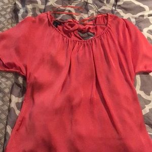 Coral pink dress blouse with tie back